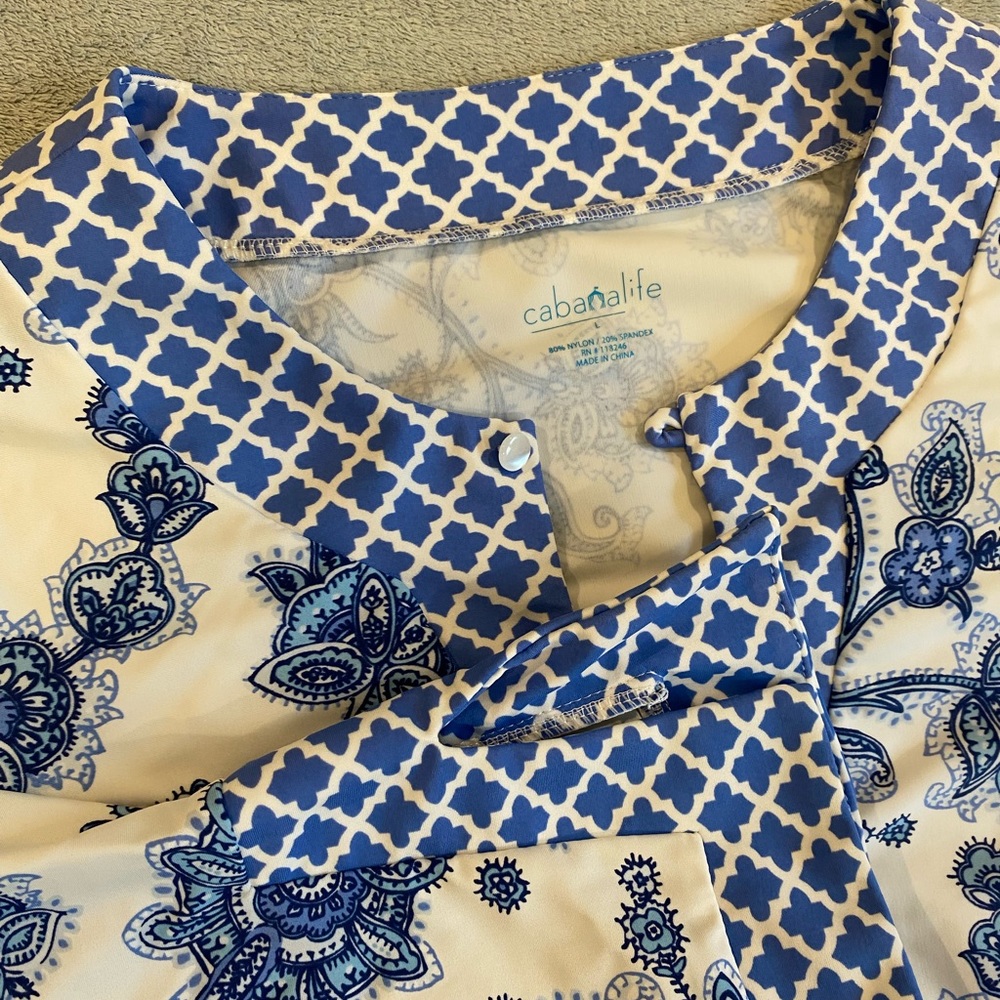 Cabana Life Blue and White Swim Coverup